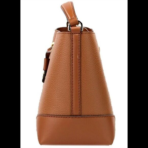S Michael Kors Mercer Brown Leather Bucket Bag 35R3GM9M1L Luggage Purse NWT $398 - Picture 5 of 10